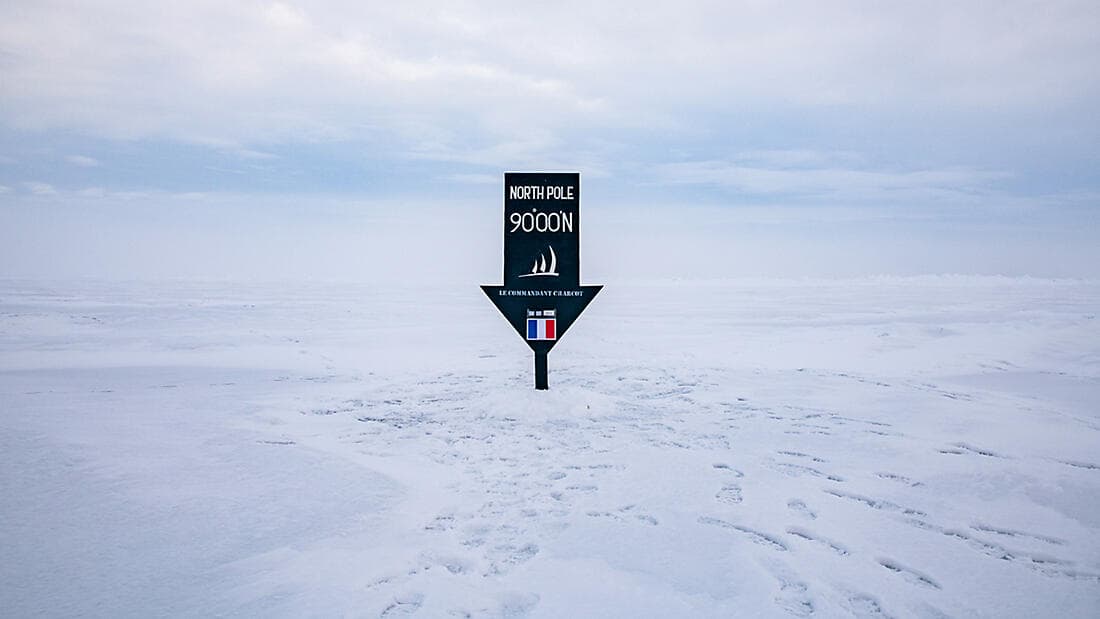 The Geographic North Pole and the east coast of Greenland